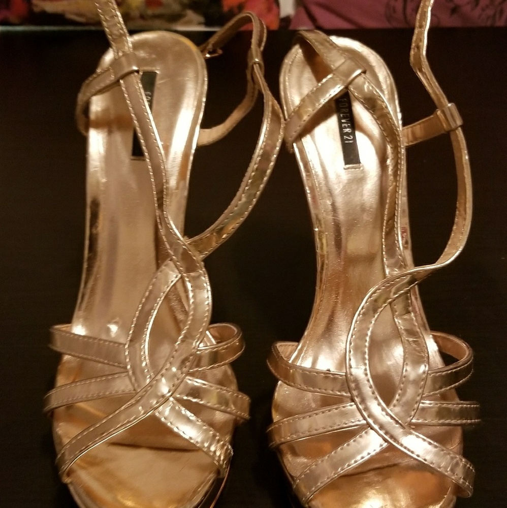 Forever 21 Rose gold strappy heels